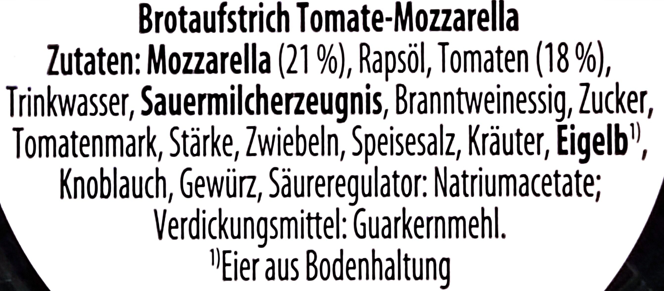 Brotaufstrich Tomate-Mozzarella - Zutaten