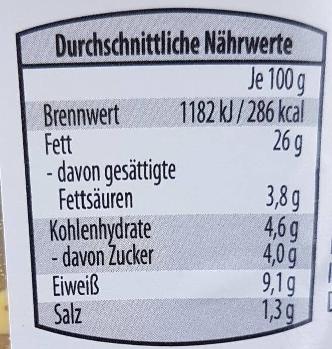 Brotaufstrich Ei-Schnittlauch - Información nutricional - de