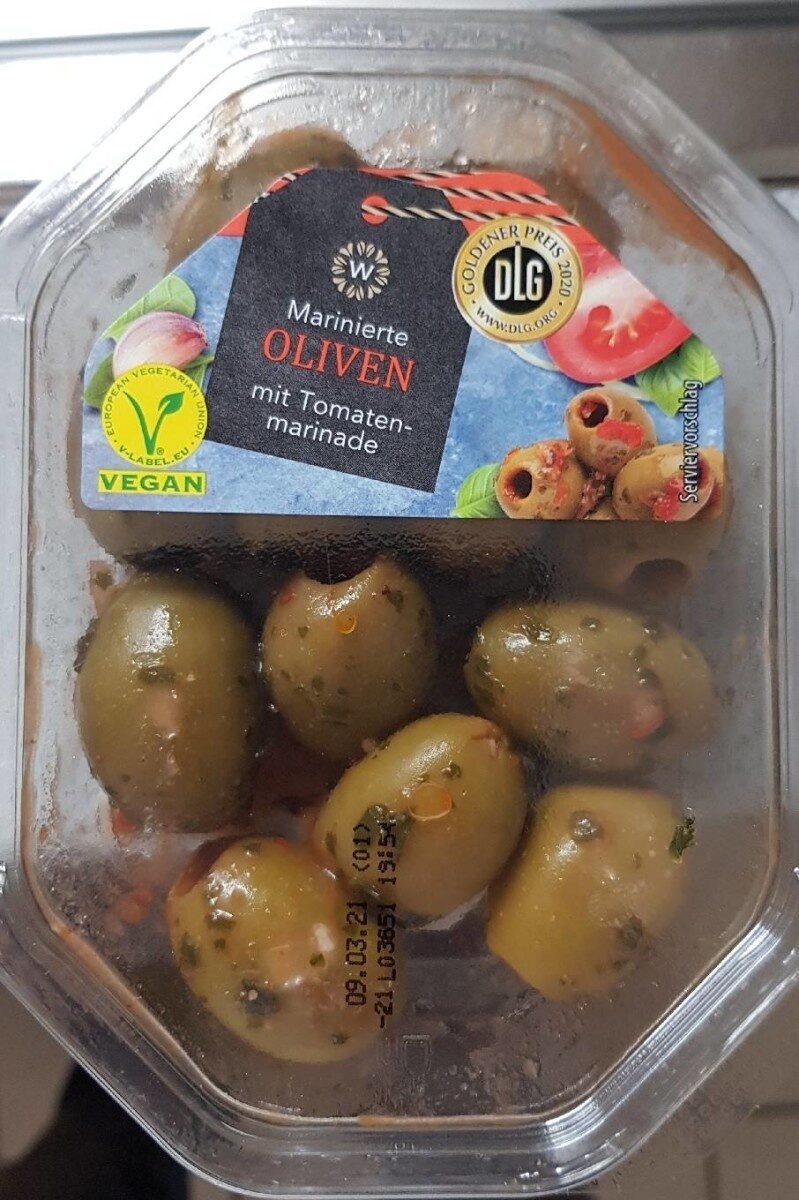 Grüne Oliven mit Tomatenmarinade - Producto - de