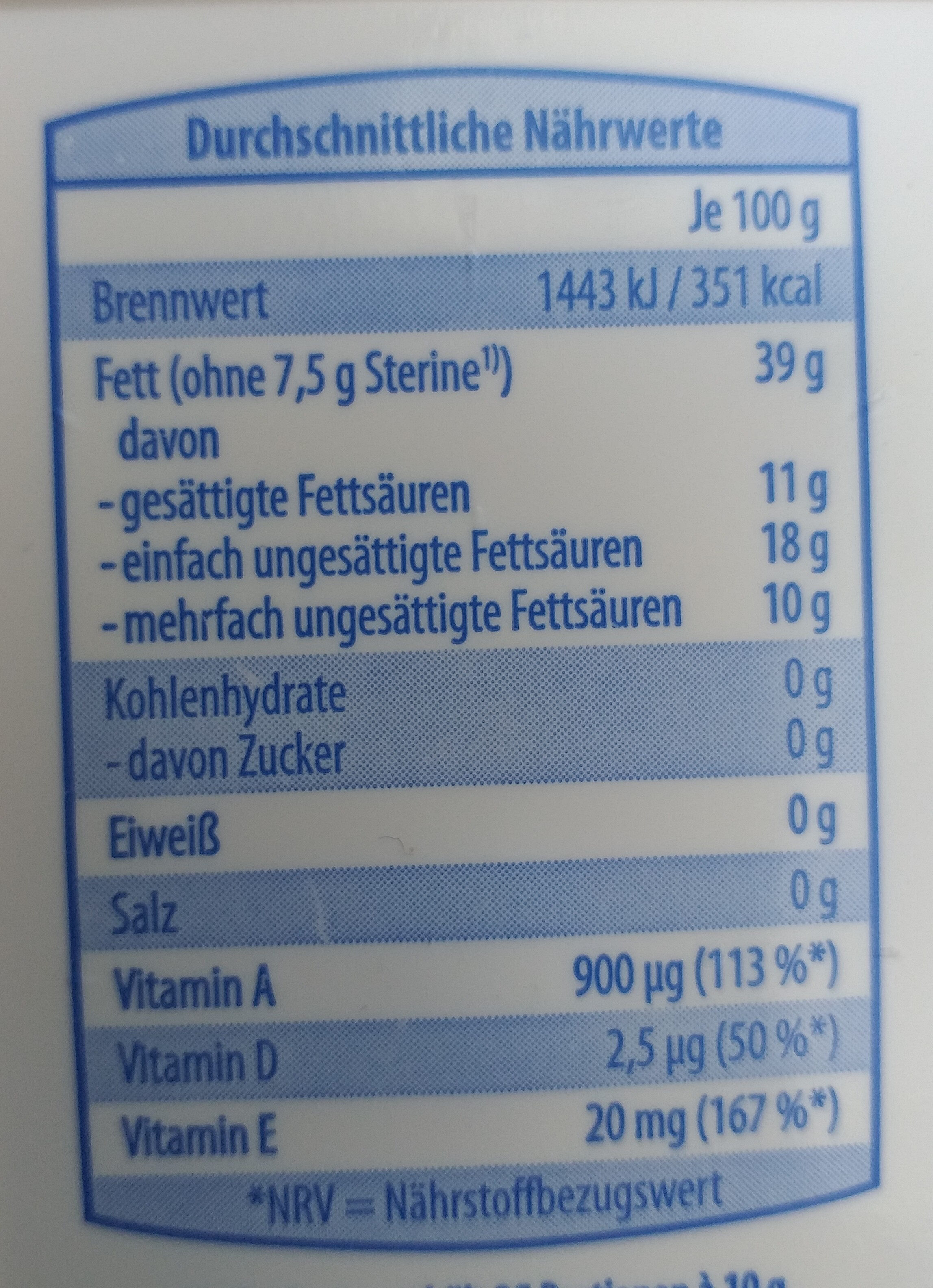 Halbfett-Margarine - Ingredients - de