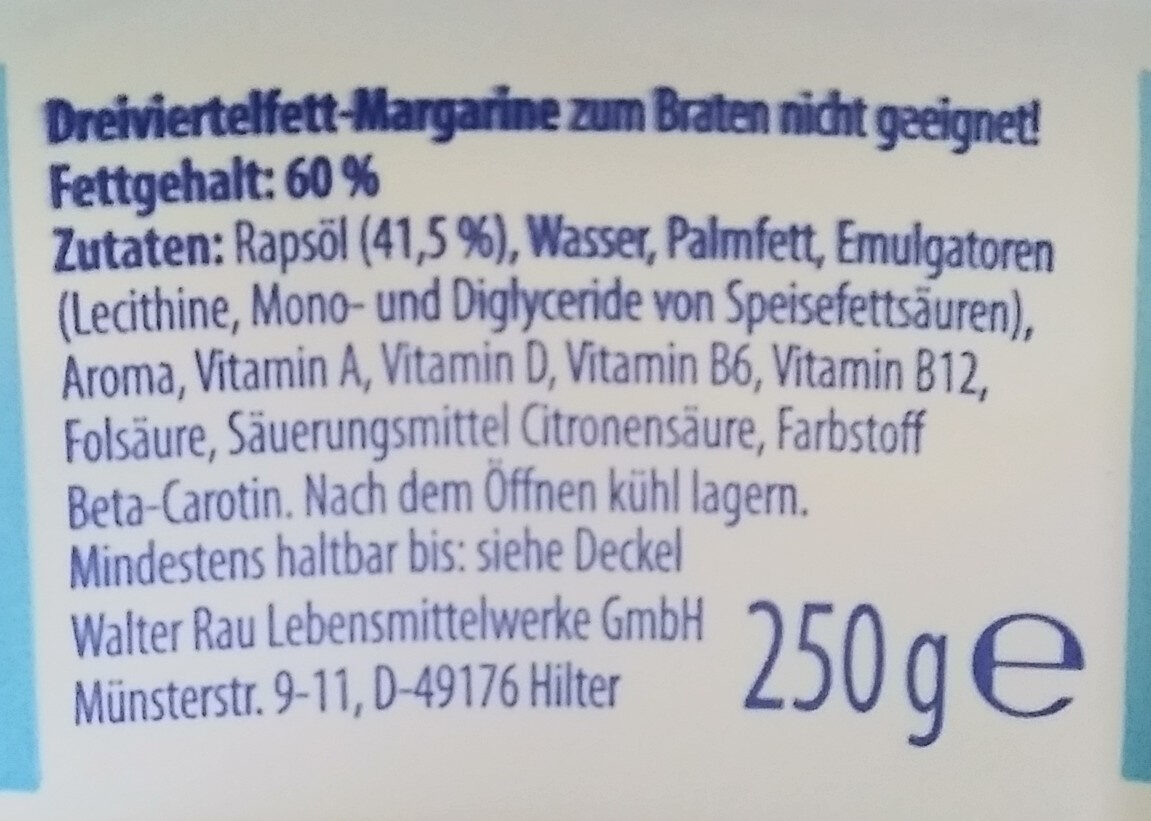 Vitareform Dreiviertelfett-Margarine - Ingredients - de