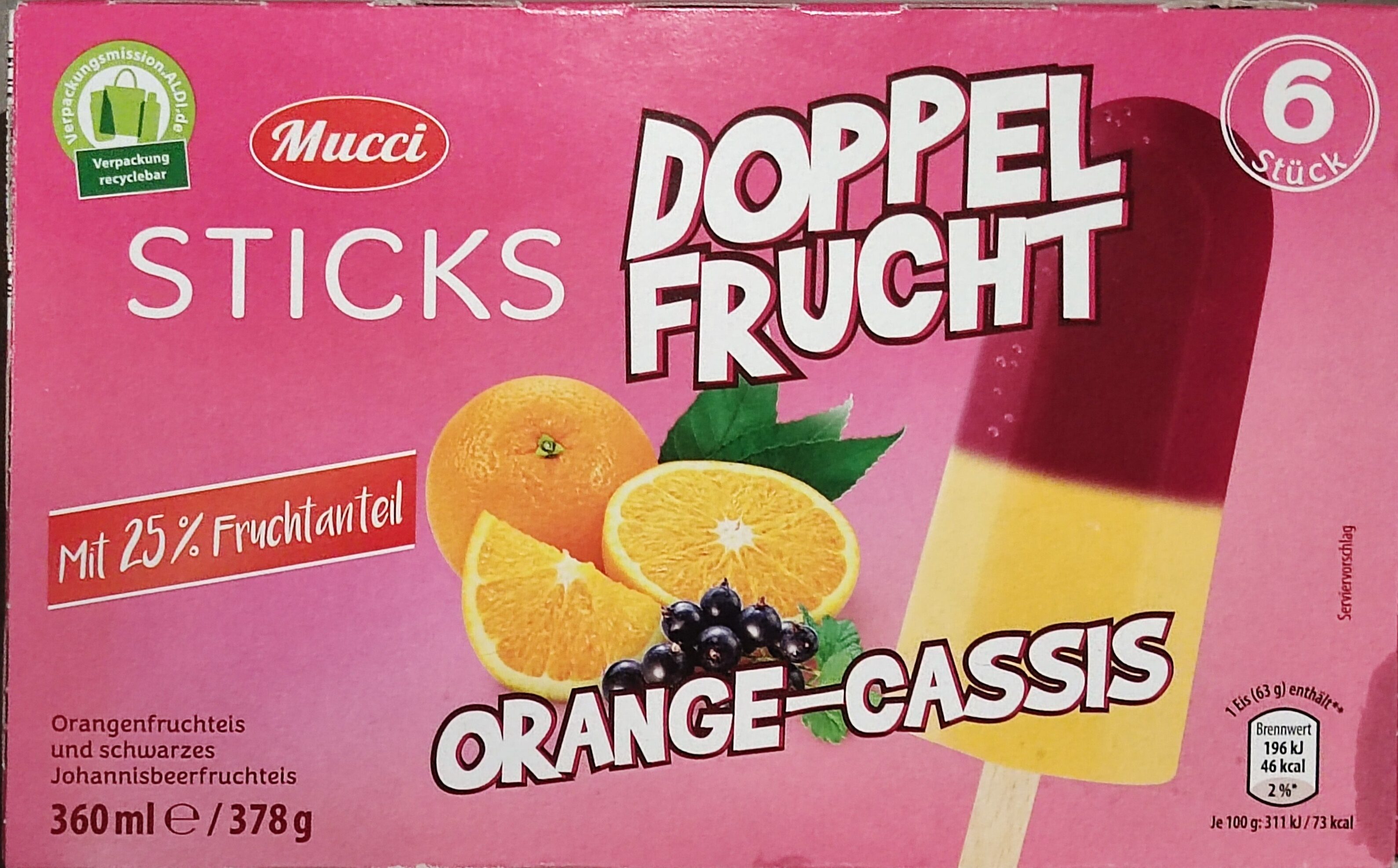 Doppelfrucht Sticks - Orange-Cassis - Produkt