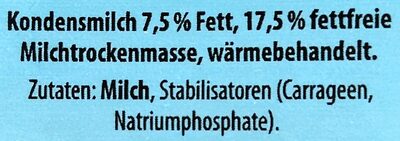 Kondensmilch 7,5% Fett - Zutaten