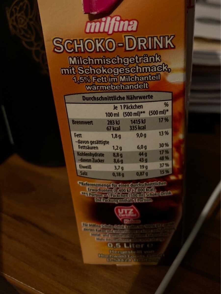 Schoko-drink - Voedingswaarden