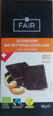 Schweizer Bio-Bitterschokolade mit Orange - Produkt