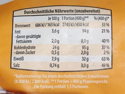 Käsespätzle - Nutrition facts - de