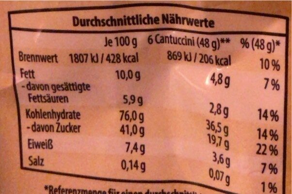 Cantuccini - Schokolade - Nutrition facts