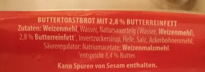 Buttertoast - Zutaten