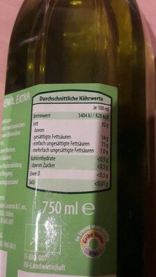 Natives Olivenöl Extra - Nährwertangaben