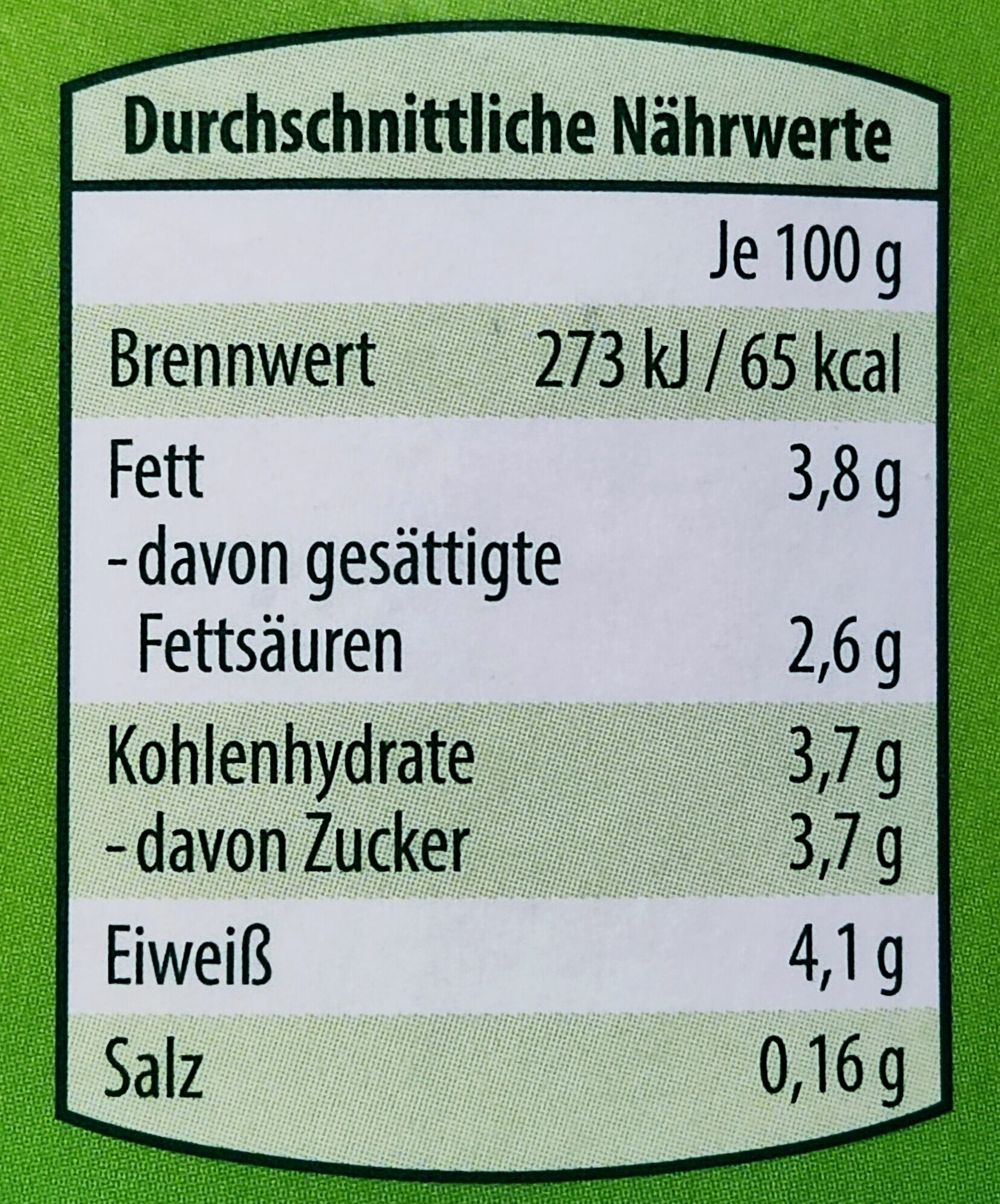 Cremiger Bio-Joghurt mild - 3,8 % Fett - Voedingswaarden - de