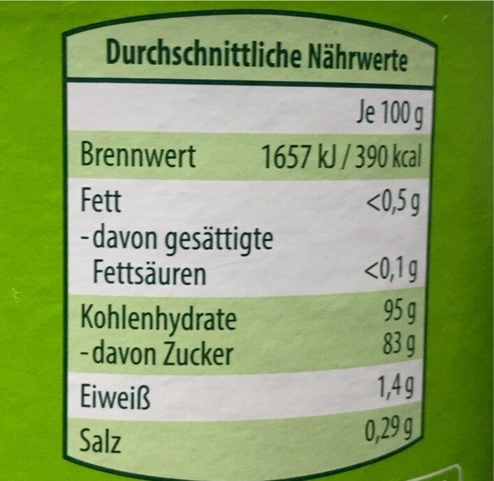 Kokosblütenzucker - Nutrition facts - de