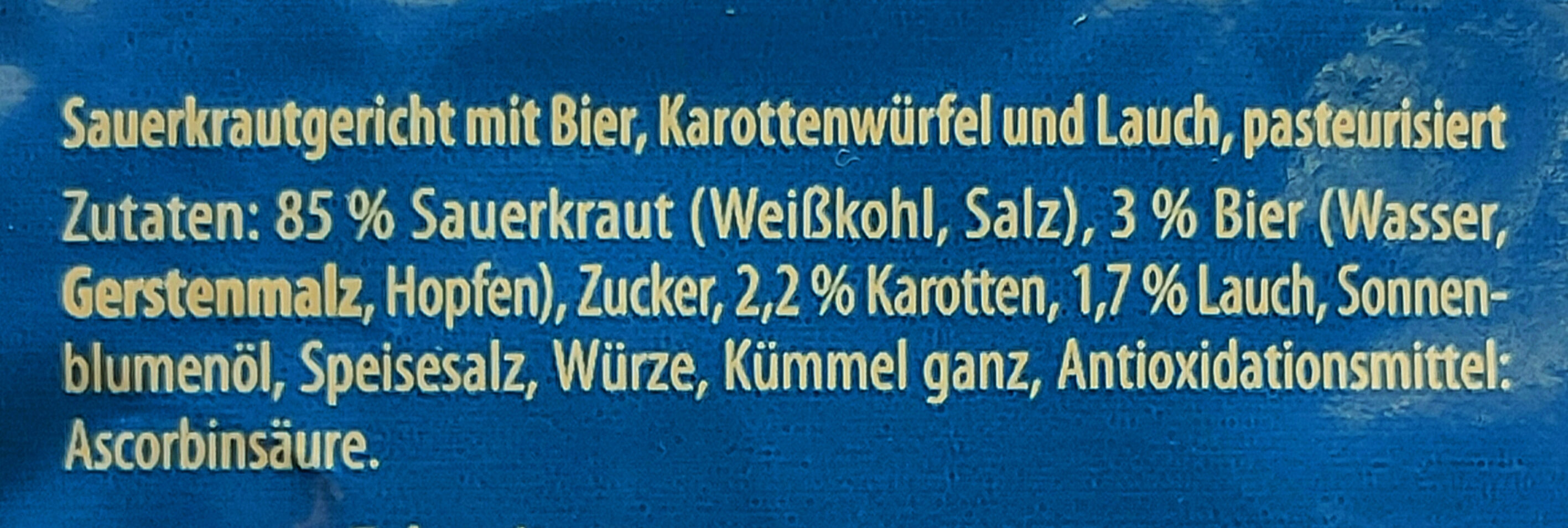 Sauerkraut Bayerische Art - Ingredients - de
