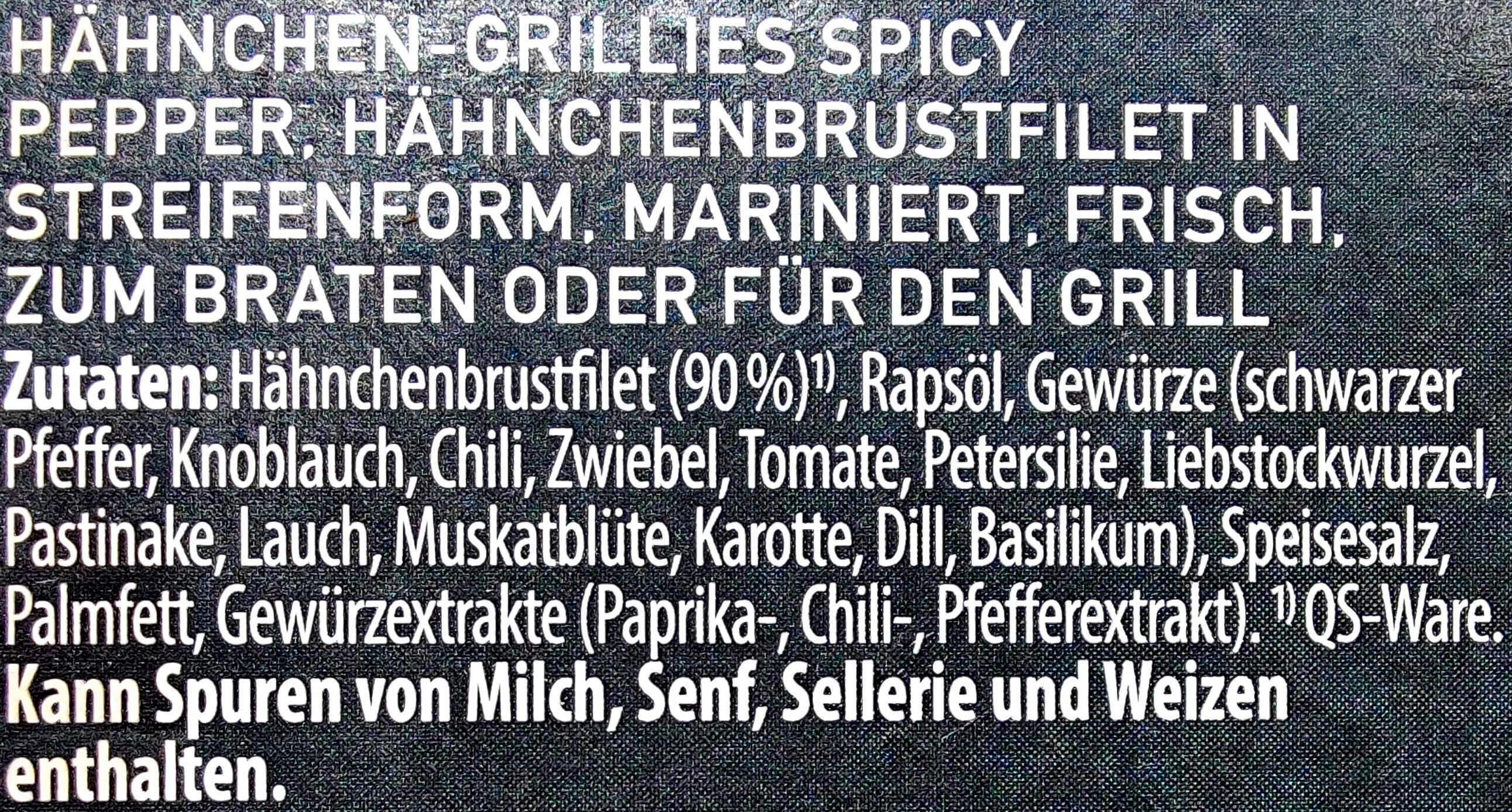 Hähnchen-Grillies Spicy Pepper - Zutaten