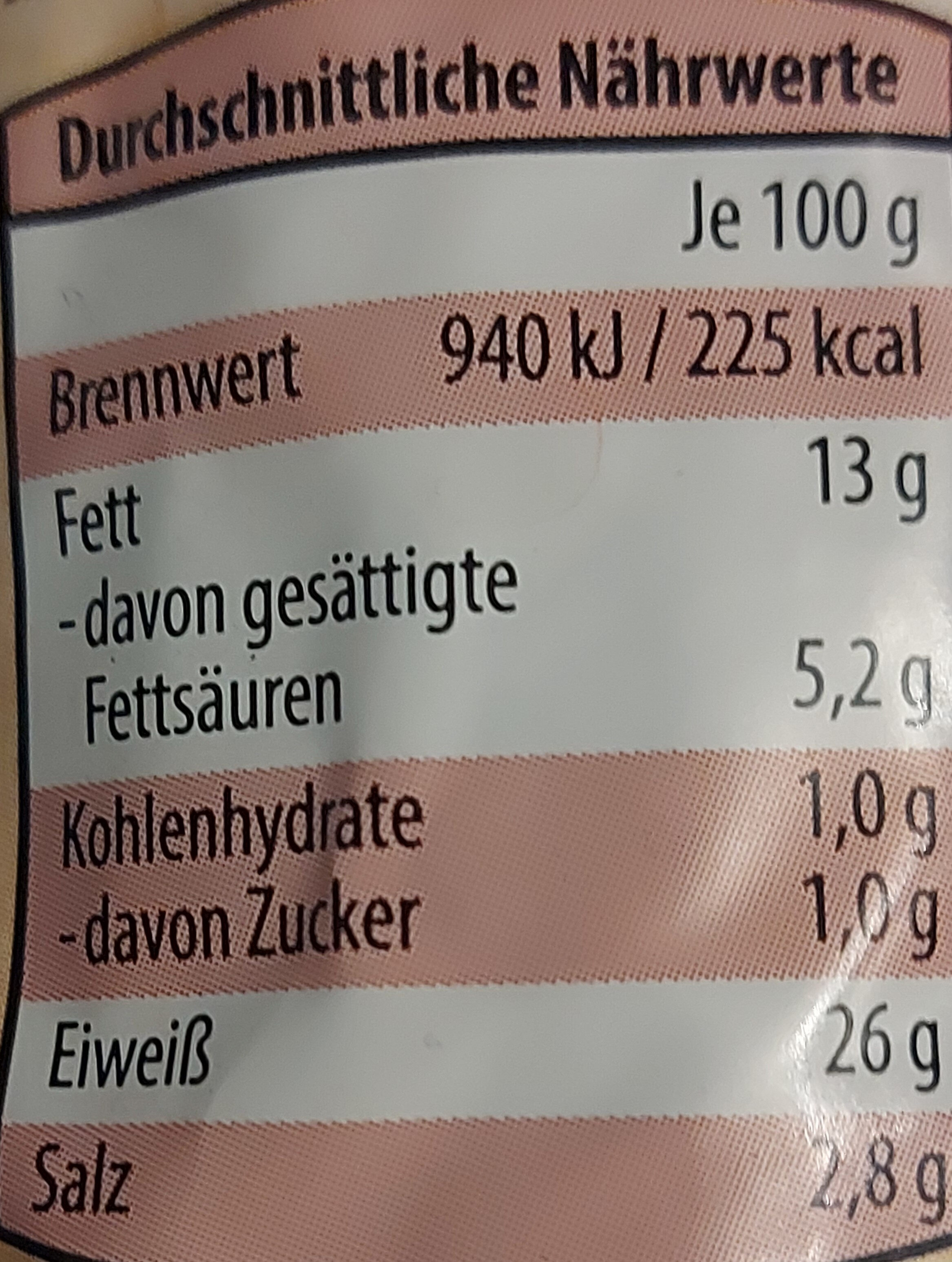 Original Polnische Krakauer Klassik, geräuchert - Nutrition facts - de