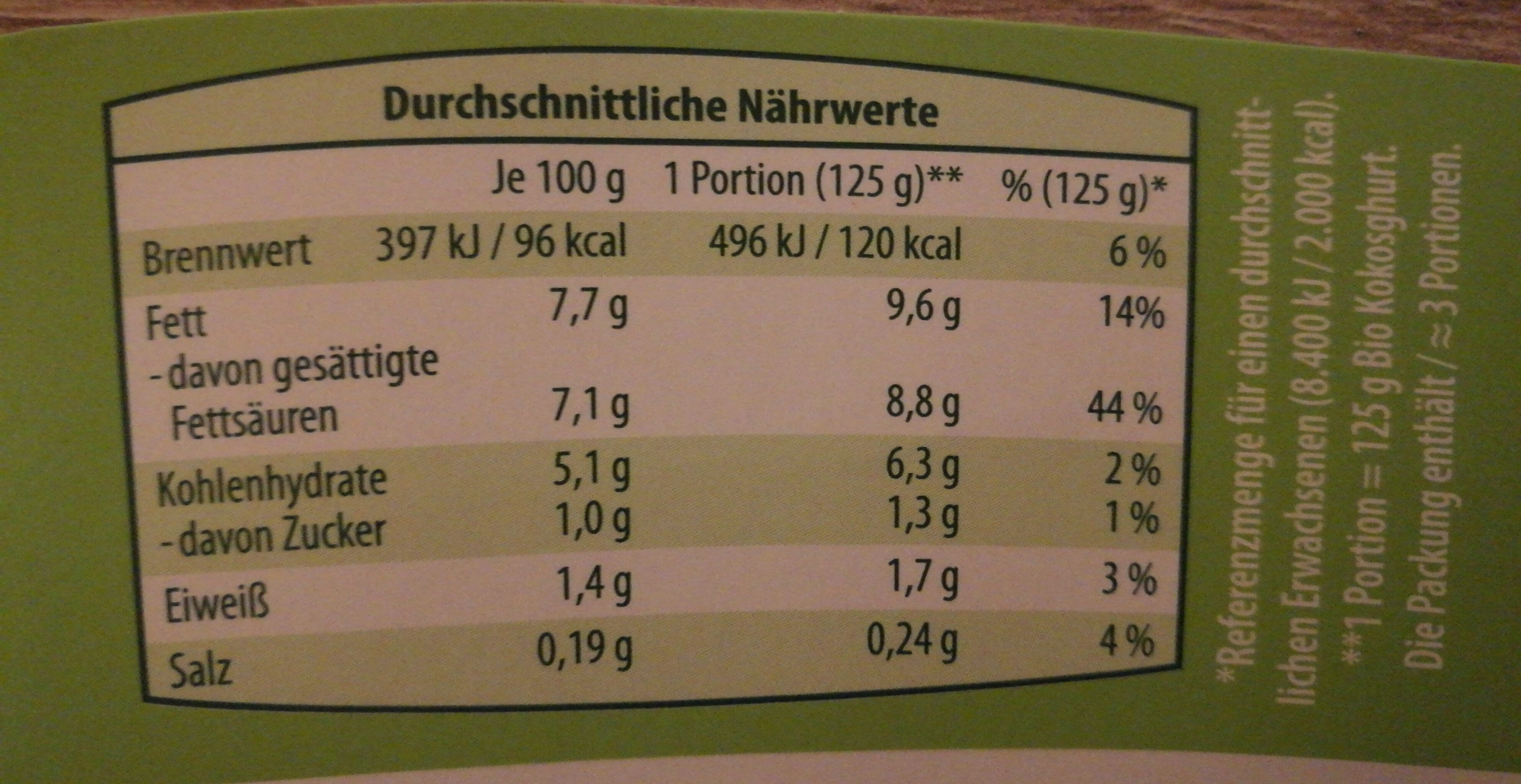 Bio-Kokosghurt - Wiederverwertungsanweisungen und/oder Verpackungsinformationen