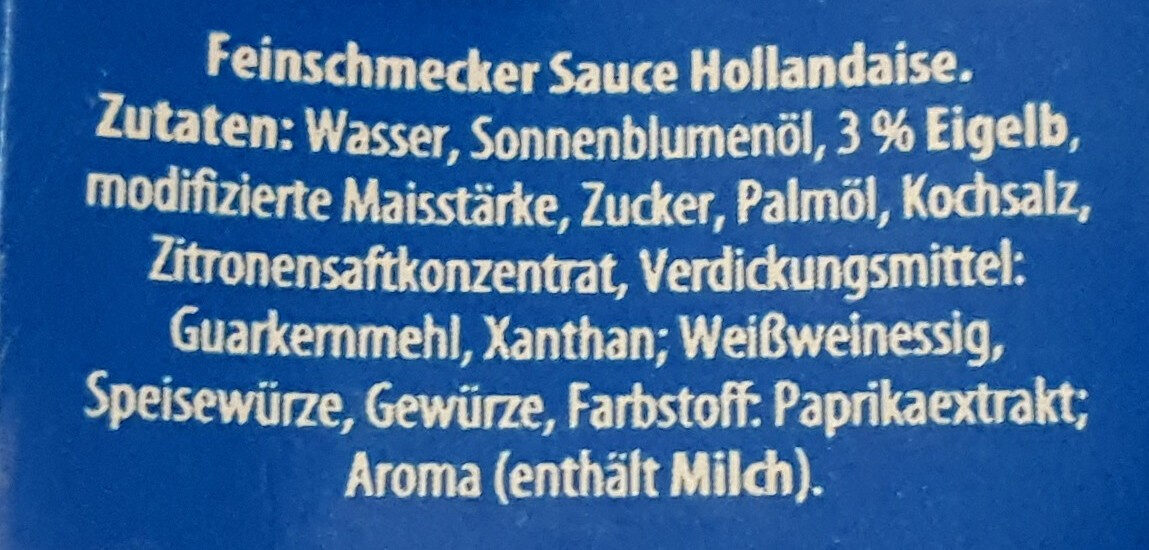 Feinschmecker Sauce Hollandaise - Zutaten