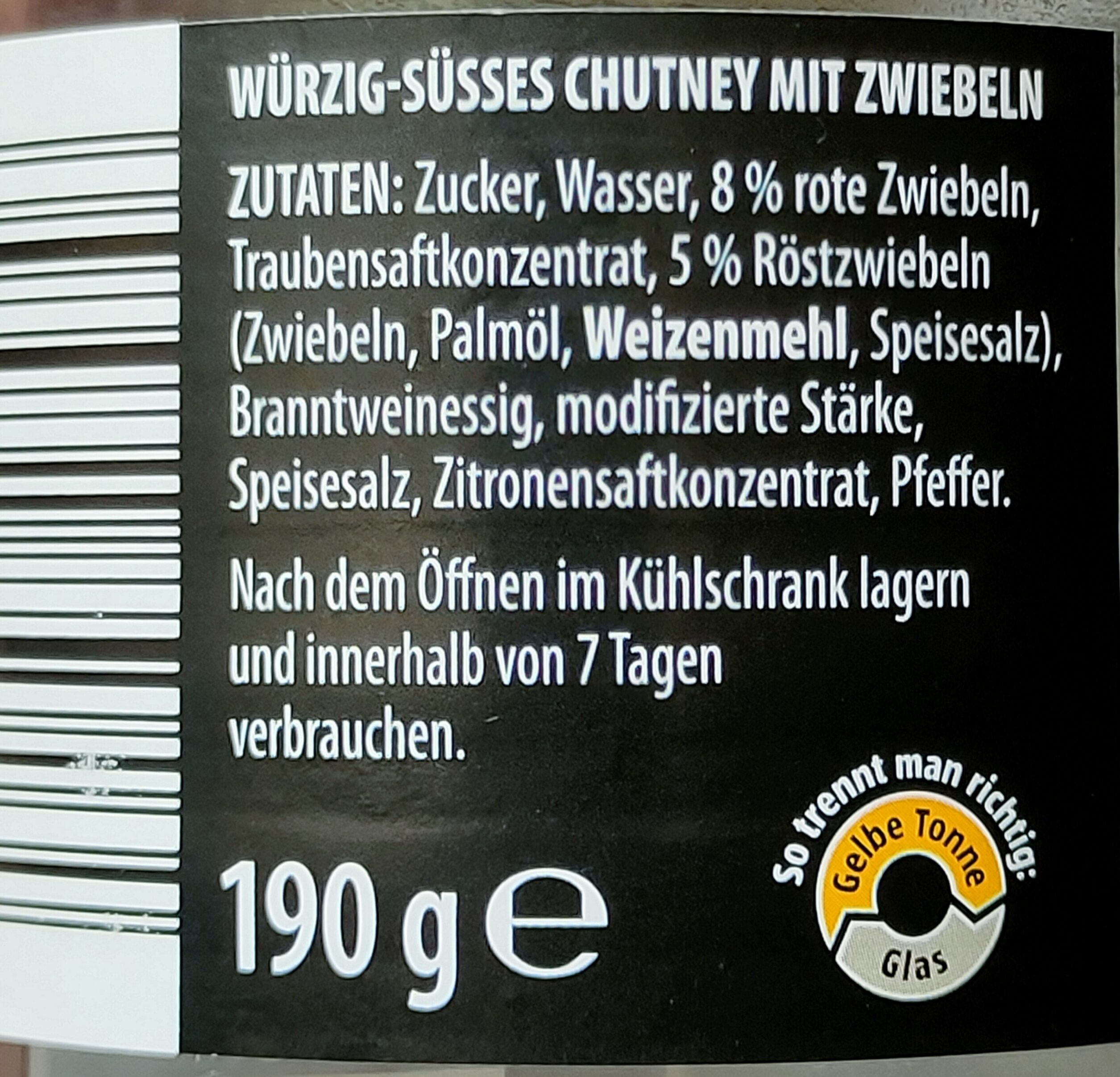 Chutney - Zwiebel - Ingredients - de