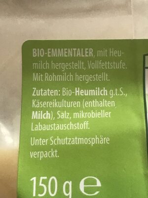 Heumilch Käse Emmentaler - Zutaten