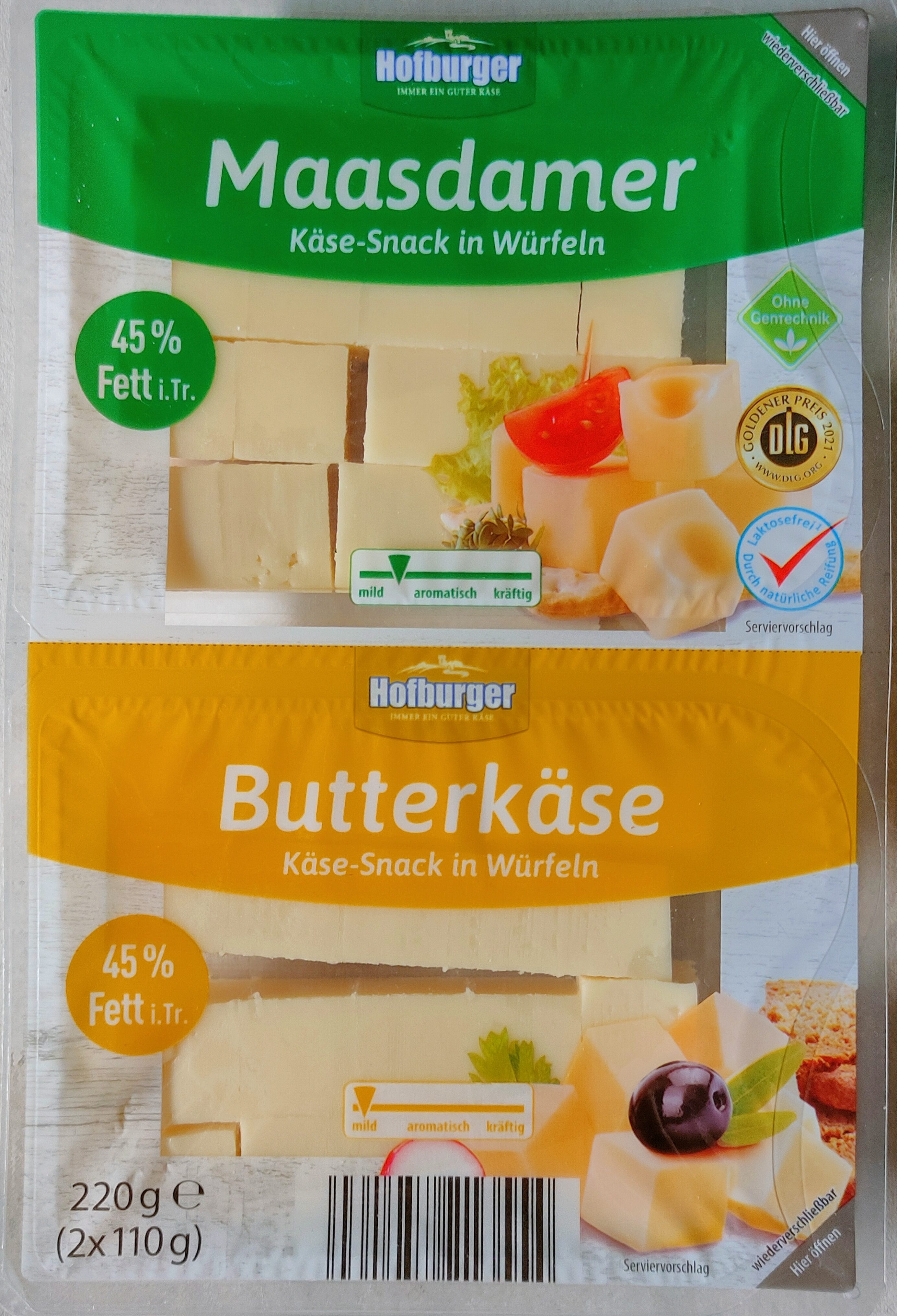 Käsesnack in Würfeln - Maasdamer & Butterkäse - Produkt