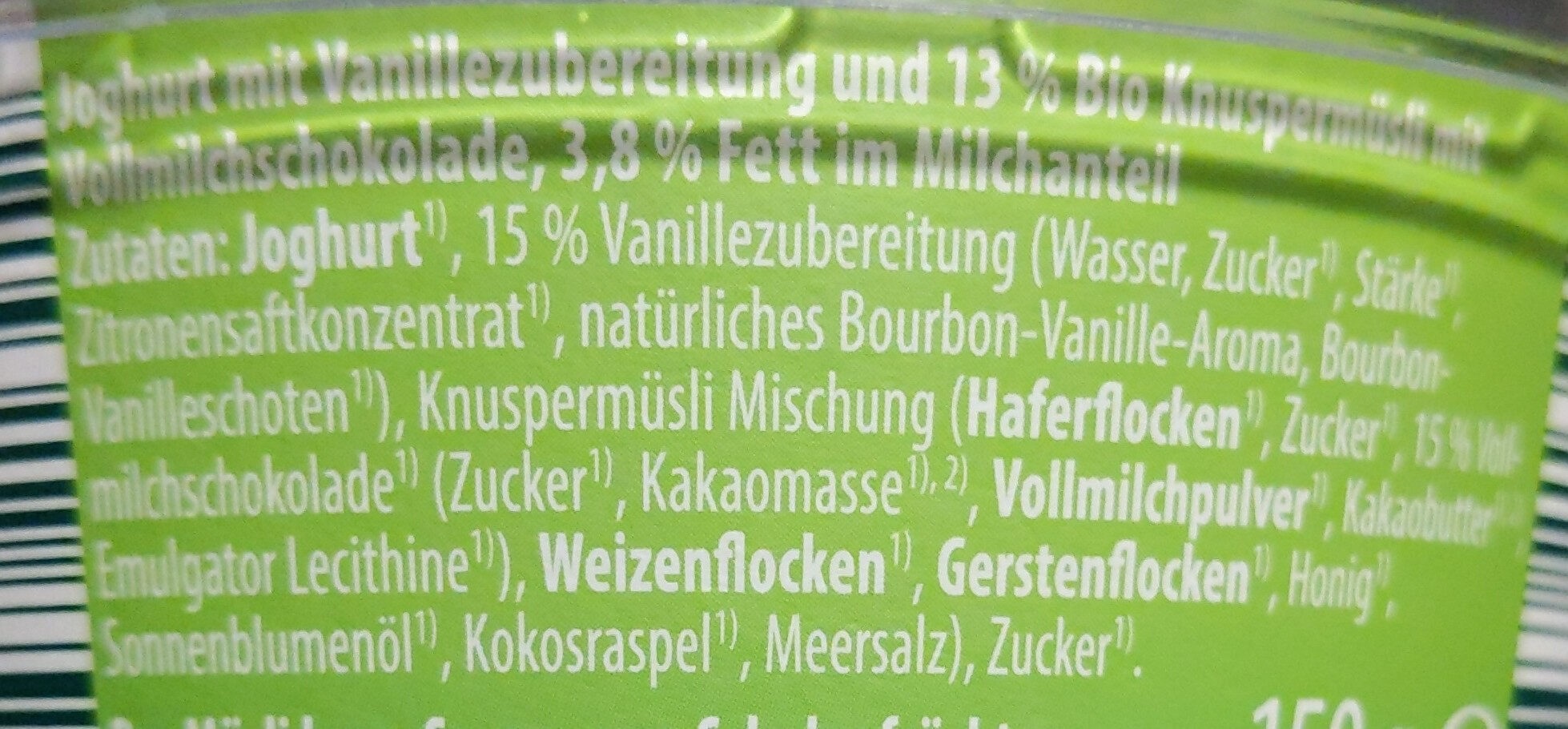 Bio-Joghurt  & Knuspermüsli - Vanille und Schoko - Ingrédients - de