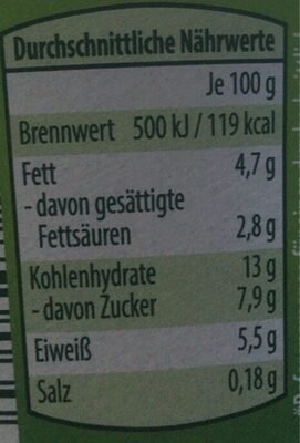 Bio-Joghurt & Knuspermüsli - Apfel-Himbeere - Tableau nutritionnel