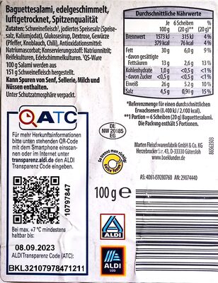Baguette-Salami - edelgeschimmelt - Wiederverwertungsanweisungen und/oder Verpackungsinformationen