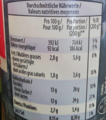 Premium Joghurt mirtylle - Valori nutrizionali - fr