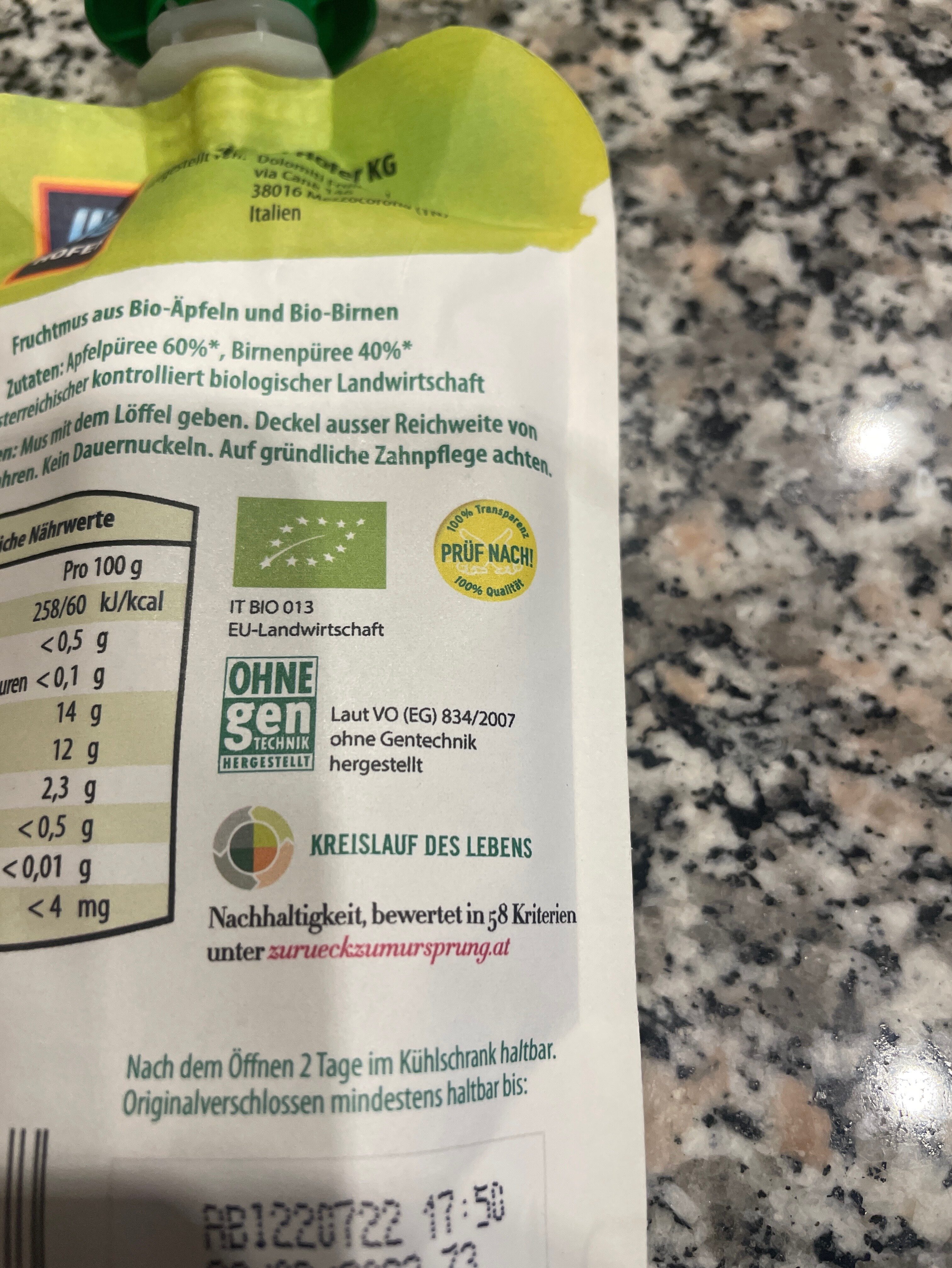 Quetschie Obst  Gemüse - Recycling instructions and/or packaging information - de