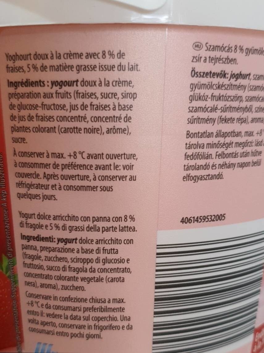 Erdbeer-Joghurt - Nährwertangaben - fr