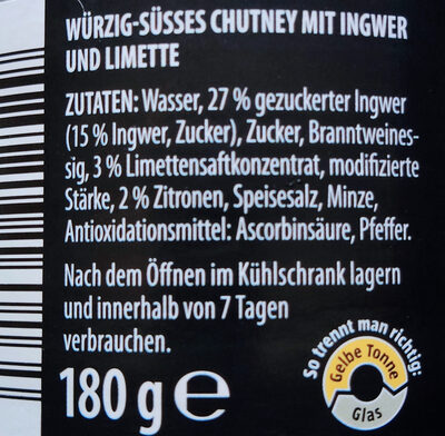 Chutney - Ingwer-Limette - Ingredients - de