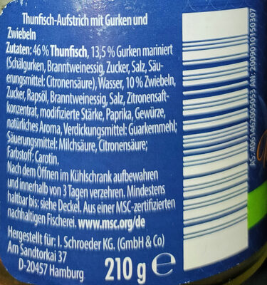 Thunfisch-Aufstrich - Gurke-Zwiebel - Ingredients - de