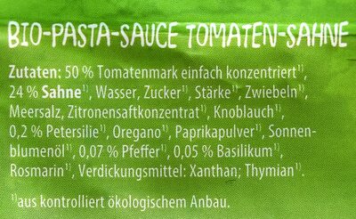 Bio-Tomaten-Sahne-Sauce - Klassik - Zutaten