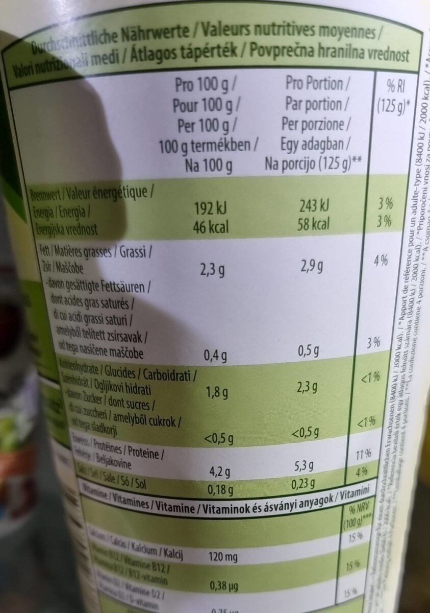 Sojagurt - Nährwertangaben - fr