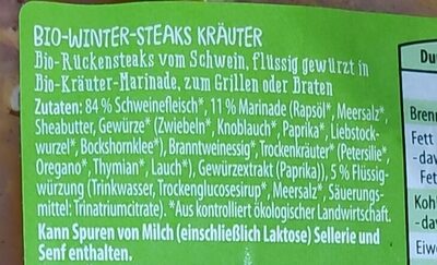 Schweine-Rücken-Steak Kräuter 'Winter' (Bio) - Zutaten