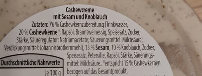 Sesam Knoblauch Cashew Creme - Zutaten