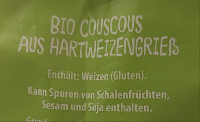 Couscous aus Hartweizen - Zutaten