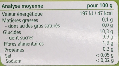 100% fruits Pommes coings - Nutrition facts - fr