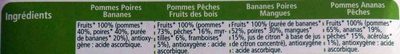 100% Fruits Multipack 2x Pommes Poires Bananes, 2x Pommes Pêches Fruits des bois, 2x Bananes Poires Mangues, 2x Pommes Ananas Pêches - Ingredients - fr