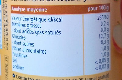Pommes Framboises Semoule d'épeautre - حقائق غذائية - fr