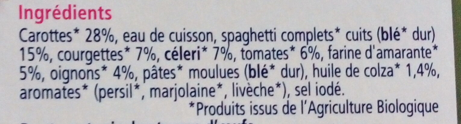 Spaghetti complets aux 5 légumes - المكونات - fr