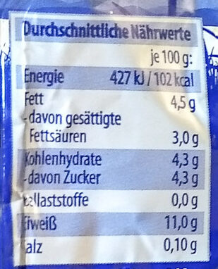 Speisequark 20% Fett i. Tr. - Nährwertangaben