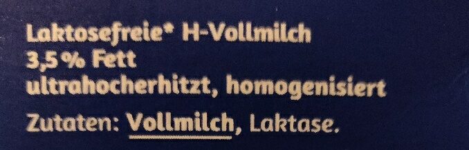 H-Vollmilch Laktosefrei - Zutaten