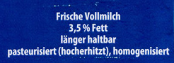 Frische Vollmilch - Ingredientes - de