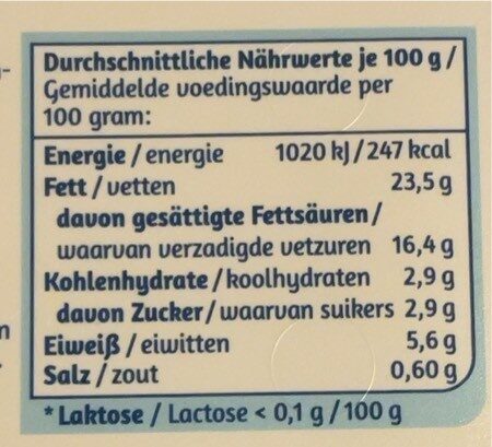 Frischkäse - Tableau nutritionnel - de