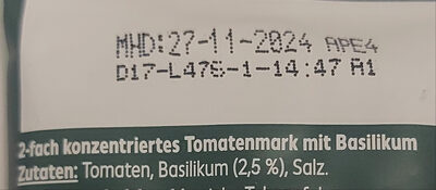 Tomaten Mark Basilikum 2-fach konzentriert - Ingredienti - de