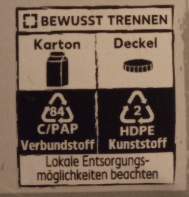 BARISTA HAFER DRINK Milch - Recycling instructions and/or packaging information