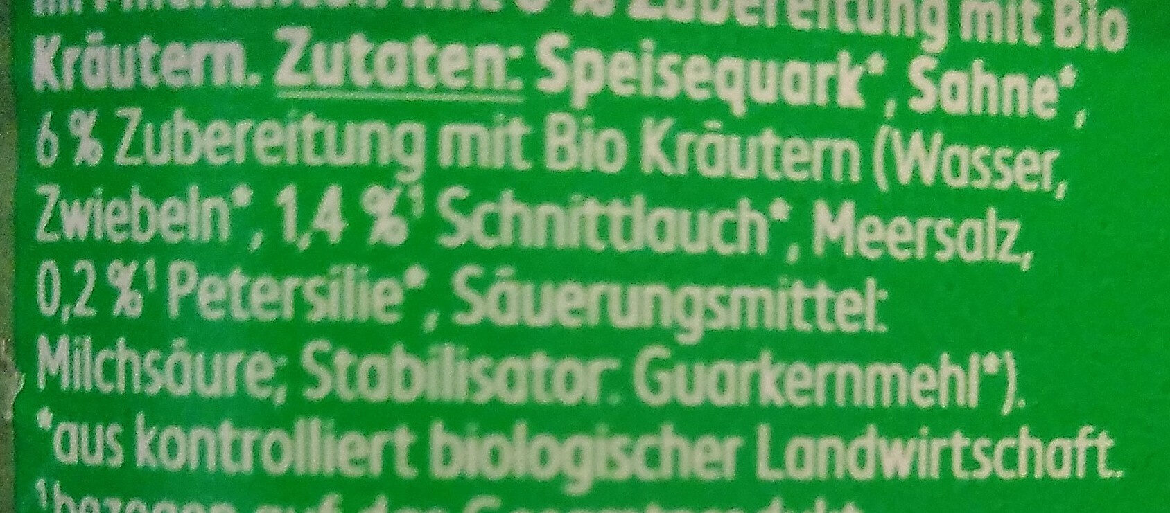 Bio Kräuterquark - Zutaten