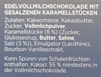 Karamel Salz dunkel Edel-Vollmilch - Zutaten