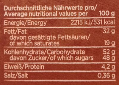 Caramel Salz dunkle chocolade - Nährwertangaben