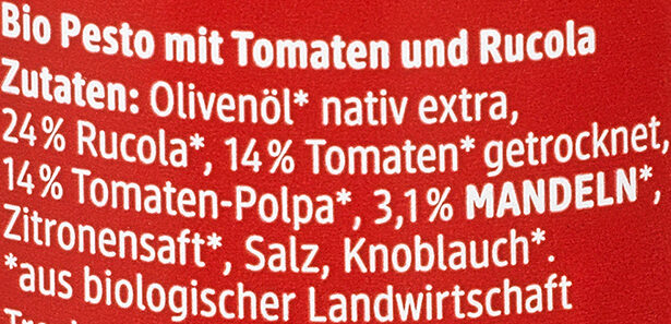 Pesto Tomate-Rucola - Zutaten